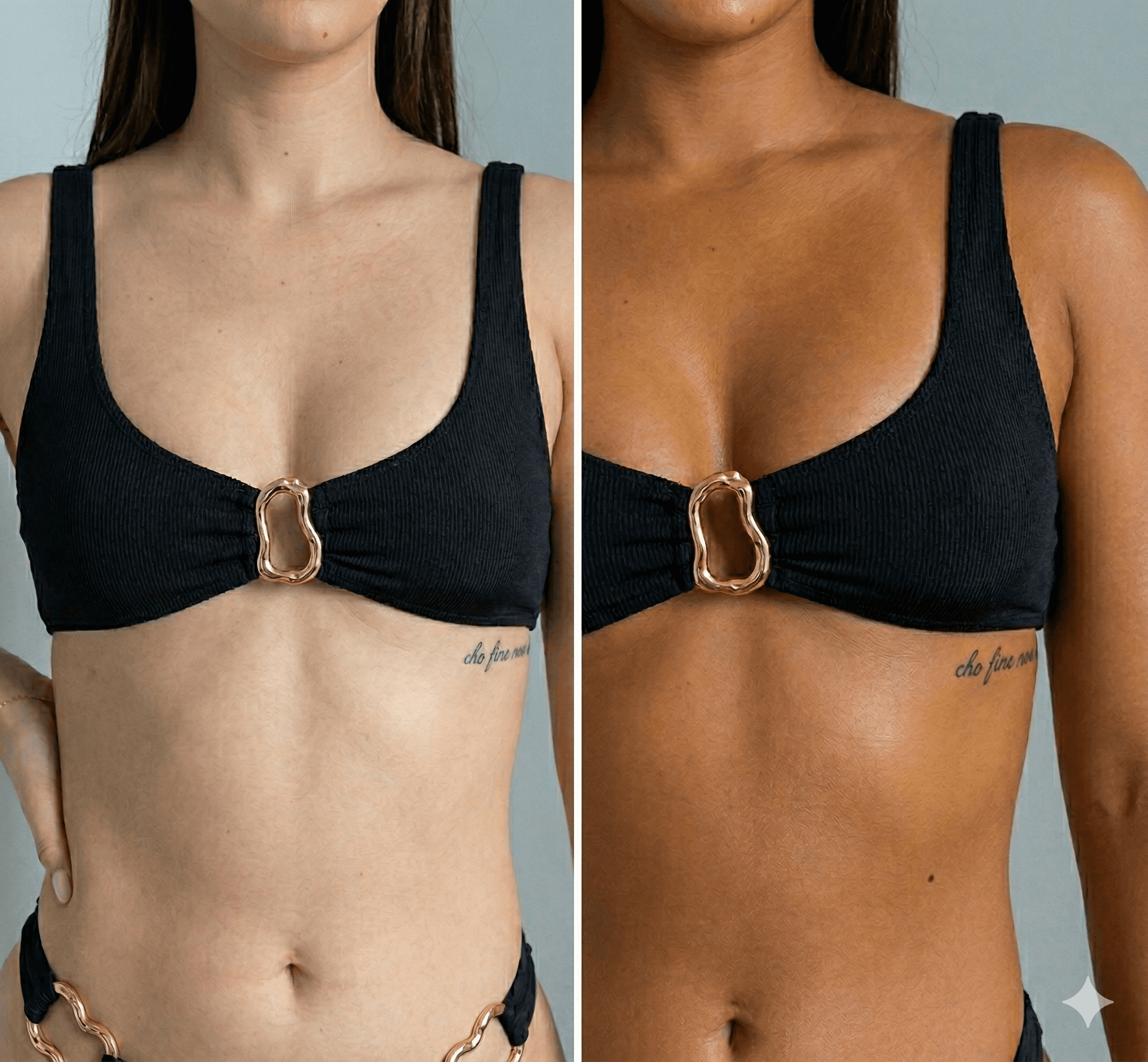 Before and after Monterey Dark spray tan