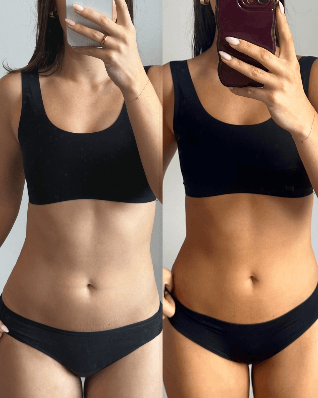 Before and after Rapid Venetian Medium spray tan